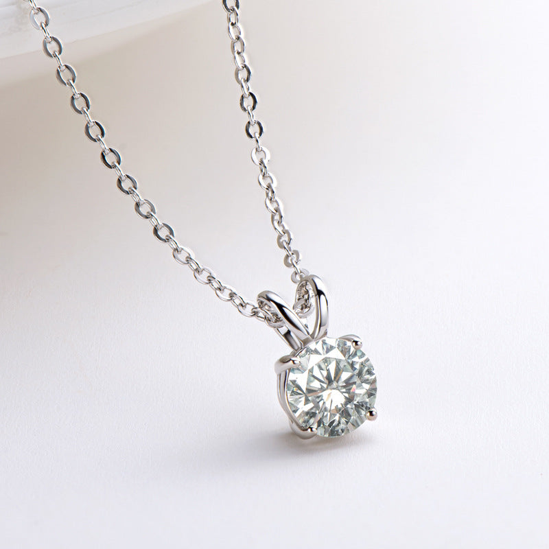 925 Silver Moissanite Necklace Clavicle Chain Ladies