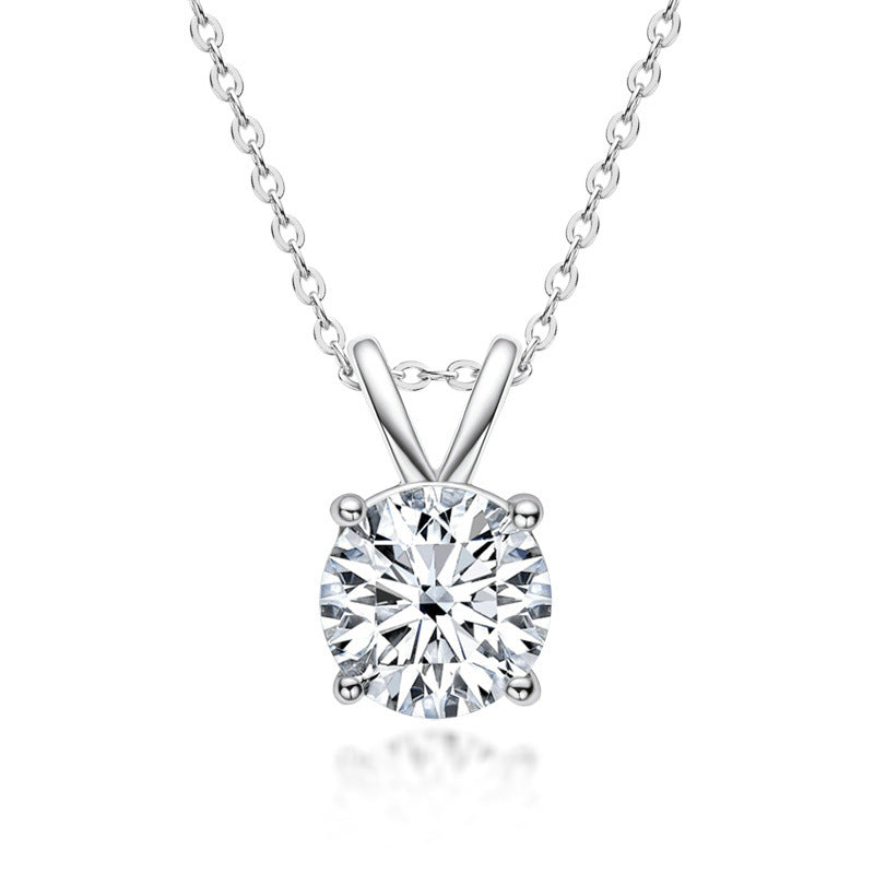 925 Silver Moissanite Necklace Clavicle Chain Ladies